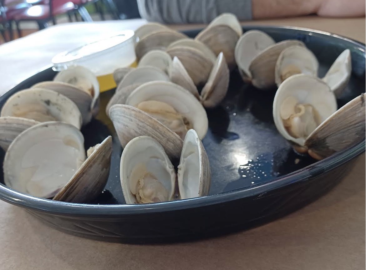 Steamed clams with drawn butter